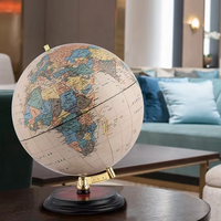 Globe terrestre antique en plastique de 13 pouces avec base en bois et support en laiton, sphère en papier de 32 cm, décoration éducative pour la maison/le bureau ILEXRUI