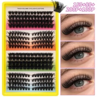 Cils individuels en grappe DIY thermofusibles, 16 rangées, couleur arc-en-ciel, bouclés style européen et américain, en fibre synthétique