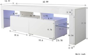 Meuble TV avec lumières LED, 2 tiroirs et étagères ouvertes, centre de divertissement brillant, <span class=keywords><strong>console</strong></span> multimédia, <span class=keywords><strong>table</strong></span> de rangement, <span class=keywords><strong>bureau</strong></span> - Product Image 6