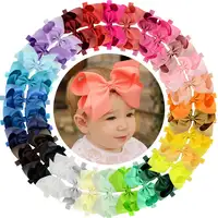 Laços de cabelo para bebês meninas, laços de cabelo com fita de 4.5 polegadas, 30 cores para crianças e adolescentes