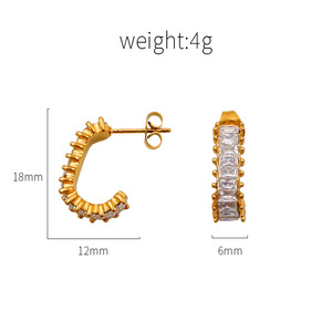 Geometric Zircon <b>Stud</b> Earrings Gold Rose Gold Channel Setting Asymmetry Everyday Wear <b>Titanium</b> Steel Knot Earrings - Product Image 4