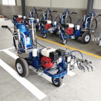 Machine de marquage routier à pulvérisation à froid hydraulique SanWin 6,5 CV montée sur chariot, système de marquage routier sans air