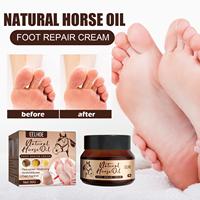 EELHOE Crème pour les pieds à l'huile de cheval Massage réparateur de la peau anti-gerçures pour les pieds rugueux secs et craquelés Soins des pieds