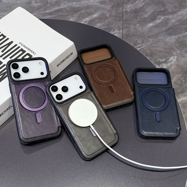 Shockproof Luxury Magnetic Flip Leather Mobile Phone Case with Card Holder for 17 Pro Max 16 15 Pro Max 14 13 12 11