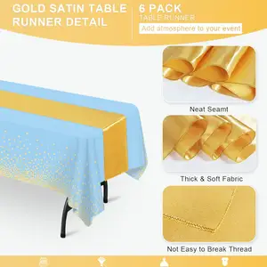 Gold Dots Rechteck Kunststoff Tischdecke PEVA Einweg 54x108 Zoll Haltbarkeit Tischdecke für Verlobung Jubiläums feier