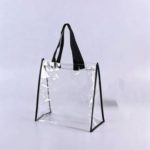 Sac fourre-tout transparent en PVC personnalisé avec poignée, sac en gelée givré cousu pour cosmétiques, shopping, emballage cadeau, impression de logo - Product Image 1
