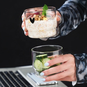 Jolies petites tasses à café <span class=keywords><strong>en</strong></span> <span class=keywords><strong>verre</strong></span> borosilicate, empilables, avec visages souriants et cœurs, pour boissons, desserts, poudings, lait et eau - Product Image 5