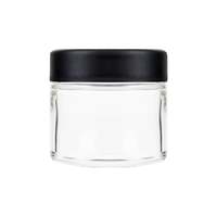 Bocaux en verre de 2 oz à l'épreuve des enfants avec bouchons noirs, conteneur de stockage pour herbes sèches et fleurs de 3,5 g, capacité de 100 ml, forme ronde pour bonbons et aliments