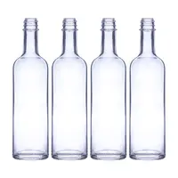 Bottiglia di liquore personalizzata con resistenza alle alte temperature a buon mercato bottiglia di vetro per vodka da 750ml bottiglia di vetro trasparente per gin