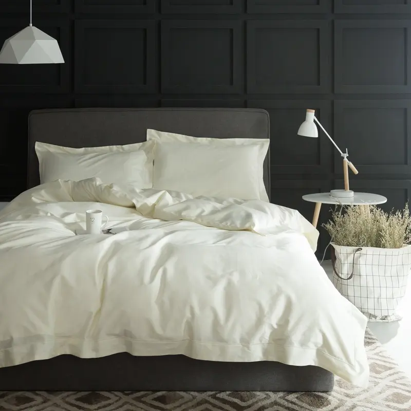 Großhandel Luxus gewebte schlichte weiche 100% Supima Baumwolle Bett bezug Bettwäsche-Set