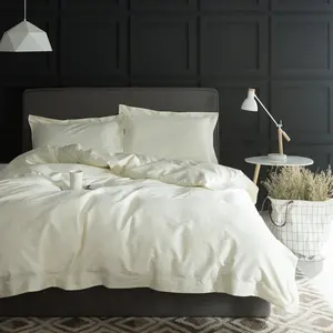 Juego de Ropa de Cama de Lujo de 4 Piezas, Tejido Liso, Suave, 100% <span class=keywords><strong>Algodón</strong></span> Supima, Ignífugo, 500 Hilos - Product Image 1