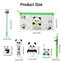 Ensemble de papeterie mignon Panda 7 pièces, kit de fournitures scolaires Kawaii avec étui à crayons transparent, stylo gel, ruban correcteur, taille-crayon, cadeau