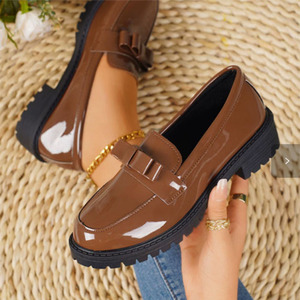 Custom Logo <strong>Women</strong> Patent Chunky Loafers Good Quality Comfortable <strong>Slip</strong> on Platform <strong>Shoes</strong> <strong>Non</strong> <strong>Slip</strong> Casual Wear Office Footwear - Product Image 5