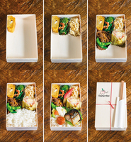 Boîte à sushi en carton biodégradable jetable, boîte à bento, plateau de service pour repas, gâteaux, pâtisseries, conteneur alimentaire avec couvercle transparent magnétique