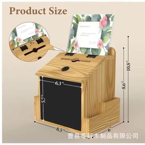 Buzón de madera transfronterizo con cerradura, caja de votación y donaciones montada en la pared, caja de recogida de tarjetas de sugerencias, buzón de depósito, de madera - Product Image 5