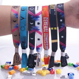 Bracelet en polyester jetable personnalisé avec étiquette tissée en satin et impression de LOGO – Bracelets promotionnels - Product Image 5