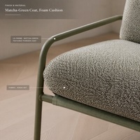 Fauteuil d'appoint en métal vert, fauteuil rembourré pour salon, fauteuil de détente moderne