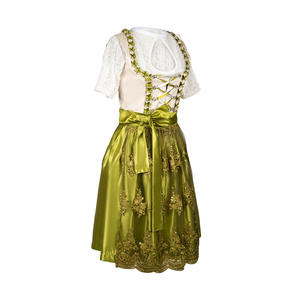 Elegante Vestido Dirndl Verde con Falda de Satén Bordada y Corsé con Cordones, Traje Folclórico Tradicional para Fiestas y Celebraciones - Product Image 2