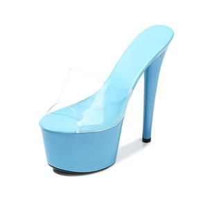 Vente en gros directe d'usine, talons hauts de grande taille, <span class=keywords><strong>pantoufles</strong></span> transparentes pour femmes, mode, talons hauts simples - Product Image 4
