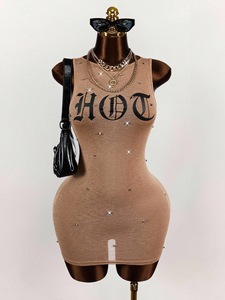 Vestido Casual de Punto sin Mangas para Mujer, con Estampado de Letras, Moderno, Entallado, Sexy, Vestidos Cortos sin Mangas, Vestido Elegante para Mujer - Product Image 2