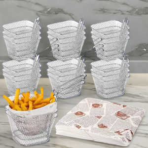 Nuevos Accesorios de Cocina <span class=keywords><strong>Cesta</strong></span> Rectangular <span class=keywords><strong>para</strong></span> <span class=keywords><strong>Papas</strong></span> Fritas de Acero Inoxidable Color Plata <span class=keywords><strong>para</strong></span> Freír - Product Image 1