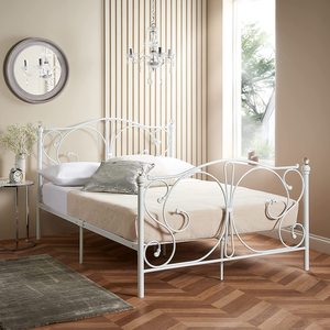 Blanc simple et discret, facile à installer, cadre <span class=keywords><strong>de</strong></span> lit à plateforme en métal <span class=keywords><strong>de</strong></span> <span class=keywords><strong>type</strong></span> king-size <span class=keywords><strong>de</strong></span> base, lit simple - Product Image 2