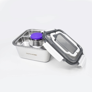 Conteneur à salade en acier inoxydable écologique OCPO HOME 60oz, plateau à vinaigrette à 3 compartiments, bols en métal imprimés en 3D, vente en gros, personnalisable - Product Image 6