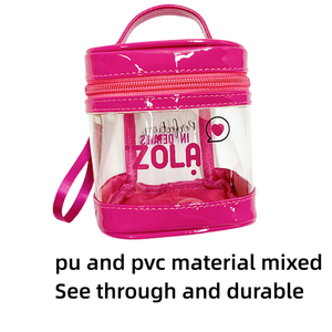 กระเป๋าเครื่องสำอางพีวีซีขนาดเล็กสีชมพูกระเป๋าซิปสำหรับผู้หญิงกระเป๋าใส่เครื่องสำอางขนาดเล็กกันน้ำ PU ออกแบบโลโก้ได้ตามที่ต้องการ - Product Image 4