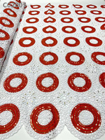 Dentelle africaine en maille cordonnée soluble dans l'eau, broderie de sequins, 100% polyester, guipure élastique, dentelles de mariée, tissu pour robe nigériane