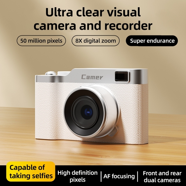Retro CCD Digital Camera Creative Birthday Gift for Women & Kids 50 Million Pixels 7.1x-16x Optical Zoom 1080i Video