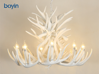 Lustre Rétro en Forme de Bois de Cerf, Suspension Vintage, Lampe Décorative pour Salon, Bar, Café, Maison, Décoration Intérieure Campagne