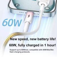 Câble USB C vers USB C 60W, charge rapide PD, coque en cristal tressée, 480 Mbps, compatible avec les appareils USB-C