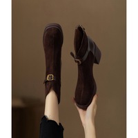 Nouvelles bottines à talon épais et semelle givrée avec fermeture éclair arrière pour femmes