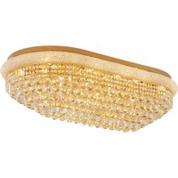 Lustre moderne de luxe en cristal doré rectangulaire ovale pour salon, villa, éclairage