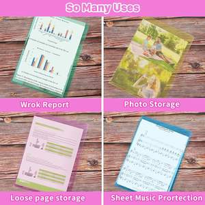 YS 45 pièces PP dossiers de présentation 12.2x8.7 "Transparent L-Type manches <span class=keywords><strong>projet</strong></span> poches A4/lettre taille 10 couleurs pour école/bureau - Product Image 4