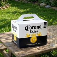 Vente en gros de porte-bouteilles en carton rigide personnalisé avec logo, pour 6 bouteilles de vin ou de bière, poignée portable, emballage ondulé UV, 6 bouteilles de boissons énergisantes