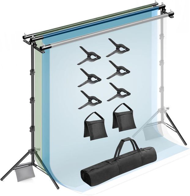 Studio 10x10ft Heavy Duty Triple Crossbar Backdrop Stands 3 Extendable Cross Bar Layers Background System for Photo Party Events