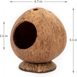 Literie de cabane de noix de coco en bois confortable et conteneur de bain de sable cachette de litière d'hiver pour petits animaux de compagnie - Product Image 3