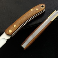 Couteau pliant de poche en acier avec manche en bois, couteaux portables pour le camping, la randonnée, l'EDC, les activités de plein air