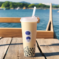 Gobelets en plastique pour bubble tea réutilisables et jetables personnalisés AT PACK avec couvercles pour personnalisation avec logo 16oz 24oz Gobelets en PP givrés