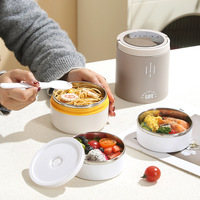 Boîte à lunch à bento portable SUS 304 à 3 compartiments pour adulte avec cuillère réutilisable