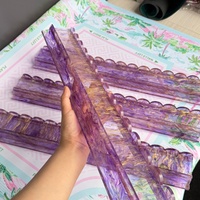 Support et poussoir pour tuiles de Mahjong américain en acrylique, bord ondulé, marbre violet doré, ensemble de supports pour tuiles de Mahjong, accessoires de Mahjong