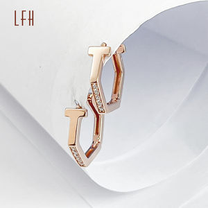 Pendientes Geométricos Nuevos con Forma de Zirconia, Pendientes de Oro Real de 18k para Mujer, Joyería de Oro Puro de 18k - Product Image 5