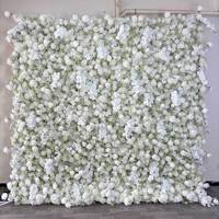 Backdrop Bunga Baby's Breath Buatan, Dinding Bunga Putih, Latar Belakang Stainless Steel, Pernikahan, MOQ Rendah