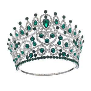 Nuovo spettacolo teatrale corona rotonda barocca corona campione di bellezza <span class=keywords><strong>5</strong></span> pollici di lusso grande corona di cristallo pieno - Product Image 3