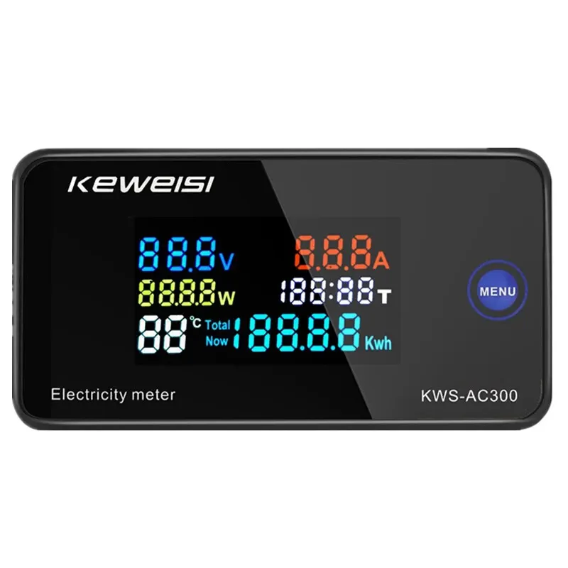 KWS-AC300 AC 50-300V 전압계 전류계 전원 에너지 미터 LED Wattmeter 전기 리셋 기능 0-100A