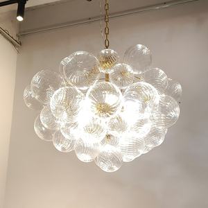 Американский Современный ручной выдувной шар стеклянный шар Подвесная лампа Роскошная стальная Люстра для ресторана в помещении столовая гостиная - Product Image 1