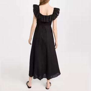 ชุดเดรสยาวผ้าฝ้ายและผ้าลินินสำหรับผู้หญิง ลดราคาสุดฮอต ดีไซน์หรูหราสำหรับใส่ไปทะเล แฟชั่นใหม่สุดเซ็กซี่ - Product Image 6