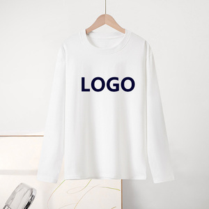 Custom LOGO 230gsm 100% Cotton Long Sleeve <strong>Shirts</strong> for <strong>Women</strong> Loose-fit Simple <strong>T</strong>-<strong>shirts</strong> Plus Size <strong>S</strong>-4XL - Product Image 1