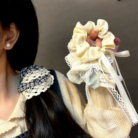 DREAM FASHION DFSC24-0162 Corde à cheveux style coréen et japonais avec nœud en ruban, volumineuse, légère et durable, pour queue de cheval, collection 2025
